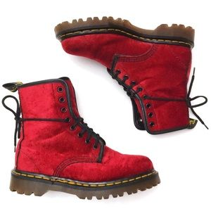 burgundy velvet doc martens
